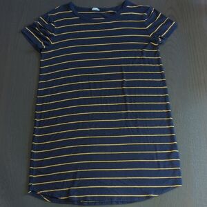 Garage Navy and Yellow Striped T-shirt Dress